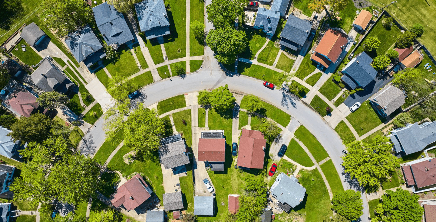 Aerial view of residential neighborhood